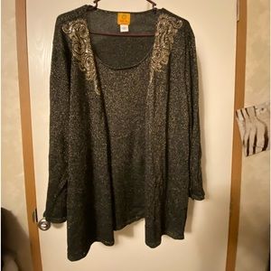 Ruby rd. Cardigan with shirt inset.size 2x. NWOT